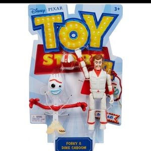 DISNEY PIXAR TOY STORY 4 POSEABLE FIGURES - FORKY & DUKE CABOOM - NEW 2-PACK SET
